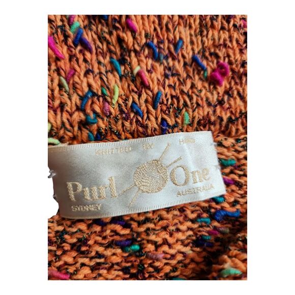 Purl One Australia Hand Knitted Crop Sweater One Size Tango Vintage Artsy Boho - Picture 2 of 11